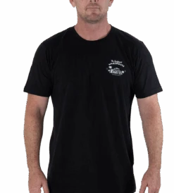 RETRO SURFBOARD WAREHOUSE T-SHIRT - BLACK